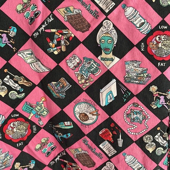 Vintage Nicole Miller Lingerie Novelty Print Dress 90s Y2K 100% Silk Size Large - Picture 5 of 8